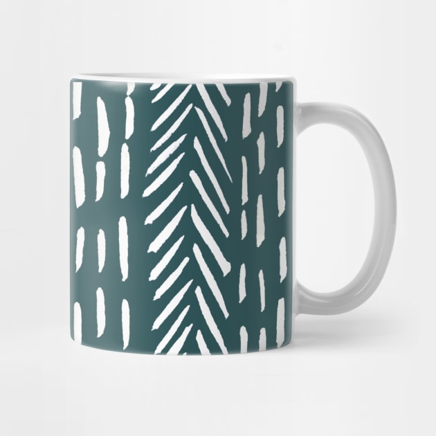 Abstract herringbone pattern - white and teal by wackapacka